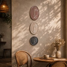 Momiko Tasarım Soyut Renkli Minimal Yüzler Serisi – 3’lü El Yapımı Beton Duvar Dekoru