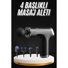 Uravas Store Şarjlı Masaj Tabancası 4 Başlıklı Mini Masaj Tabancası ve Masaj Aleti