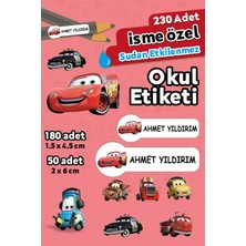 Hediyehanesi Şimşek Mcqueen Temalı Kişiye Özel Isimli Defter Kalem Okul Etiketi, Yırtılmaz Pvc Etiket, Islanmaz
