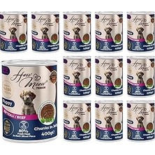Uravas Store How Meow Yavru Köpek Biftekli ve Jöleli Konserve Mama 400 gr x 12 Adet