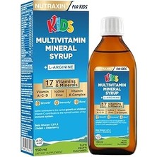 Uravas Store Nutraxin Kids Multivitamin Mineral Şurup 150 ml – 17 Vitamin ve Mineral, L-Arjinin, Kara Mürver, Beta Glukan, Çocuklar Için Bağışıklık ve Gelişim Desteği
