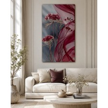 Ftr Malzemecim Premium Bordo Tül ve Çiçekler Modern Kanvas Tablo