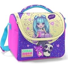 Uravas Store Coral High Pembe Mor Anime Baskılı Kız Çocuk Yalıtımlı Beslenme Çantası