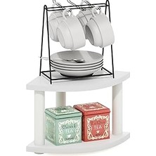 Uravas Store Furinno Turn-N-Tube 2 Katmanlı Köşe Tezgah Düzenleyici Raf, Beyaz/beyaz