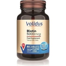 Uravas Store Validus Biotin 5000 Mcg 60 Tablets
