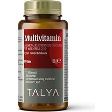Uravas Store Talya Multivitamin - Kırmızı Ginseng ve Koenzim Q 10 Içeren Takviye Edici Gıda - 12 Vitamin ve 8 Mineral ile Zengin Destek Takviyesi - Enerji, Canlılık - 60 Tablet