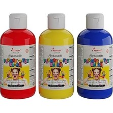 Uravas Store Kırmızı-Mavi-Sarı Parmak Boyası 3'lü Set 3X250GR