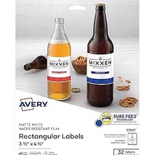 Uravas Store Avery Yazdırılabilir Boş Dikdörtgen Etiketler, 3.5" x 4.75", Beyaz, 32 Özelleştirilebilir Etiket (22827)