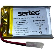 Uravas Store Sertec 602535 3.7V 600 Mah Li-Polymer Pil (DEVRELI/1.5A)