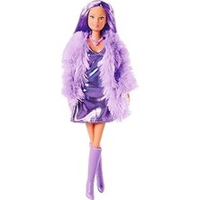 Uravas Store Simba, 105733666, Steffi Love Fluffy, Kürk Ceketli ve Havalı Moda Aksesuarları Olan Bir Elbise Giyiyor, 29 cm