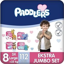 Uravas Store Paddlers Bebek Bezi 8 Numara Xxx-Large (25+ Kg) 112 Adet – Ekstra Jumbo Set