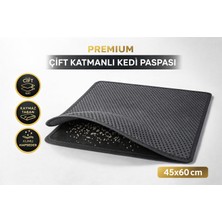 Uravas Store Kedi Elekli Tuvalet Önü Kum Tutucu Paspas  45 cm - 60 cm Gri