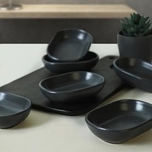Uravas Store Keramika Mat Koyu Gri Noyan Çerezlik 11 cm 6 Adet 627