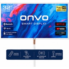 Onvo 32OVM6500X Slide&go 32 Inç Android 13 Full Hd Hareketli Akıllı Dokunmatik LED Ekran Wi-Fi Bluetooth 6gb Ram 128GB Rom