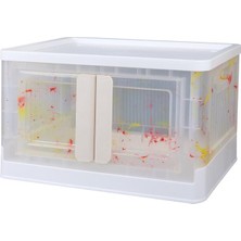 Uravas Store SN-25883 72L Katlanabilir Plastik Saklama Kutusu Renkli Kapaklı Tekerlekli 40X64X37CM