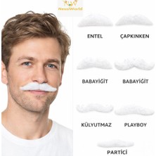Uravas Store 6’lı Yapışkanlı Beyaz Parti Bıyık Seti – Farklı Modeller