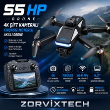 Zorvix Tech S5 Hp Drone 4K Çift Kameralı Fırçasız Motorlu Katlanabilir Akıllı Drone