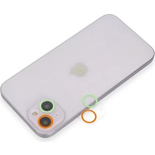 Uravas Store Apple iPhone 13 Mini Renkli Kamera Lens Koruma Cam - Turuncu-Yeşil