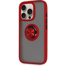 Uravas Store Apple iPhone 16 Pro Max Kılıf Montreal Yüzüklü Silikon Kapak - Kırmızı