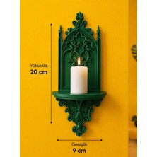 Tilekey Seramik Gotik Katedral Duvar Şamdanlığı | Dekoratif Mumluk | Duvara Monte Gotik Duvar Dekoru | 20X9 cm
