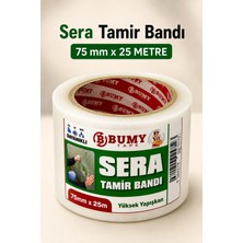 Bumy Sera Tamir Bandı 75 mm x 25 Metre Ultra Güçlü Şeffaf Sera Yama Onarım Naylonu Yapıştırma Uv Bantı