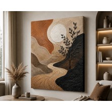 Premium Botanik Vadide Kıvrımlı Yol 3D Görünümlü Soyut Kanvas Tablo