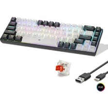 Uravas Store Gaming Mekanik Klavye Tri Mod Rgb Red Switch - Beyaz Siyah MF1703W