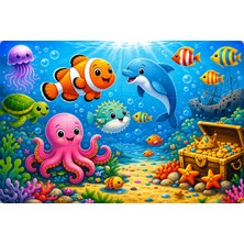 S-Online Ahşap+Eva Puzzle Yapboz 12 Parça Deniz Canlıları