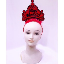 Uravas Store Happy Birthday Neon Kırmızı Renk Doğum Günü Tacı 24X15 cm