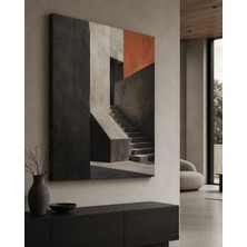 Premium Turkuaz Terracotta Geometrik Ufuk Kanvas Tablo