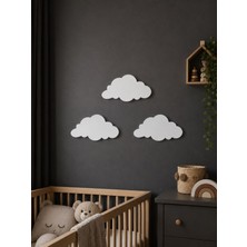Günyan Store 3’lü Bulut Çocuk ve Bebek Odası Duvar Süsü – 15 x 8 cm