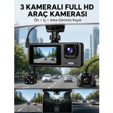 Hobilinka 3 Kanallı Araç Dvr – Ön + Iç + Arka Kamera Ile Tam Kapsama, Yüksek Güvenlik Yeni Nesil