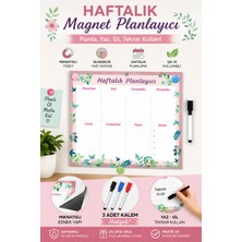 Hobialem Floral Haftalık Floral Magnet Planlayıcı Silinebilir Mıknatıslı Yazı Tahtası Pano + 3 Kalem