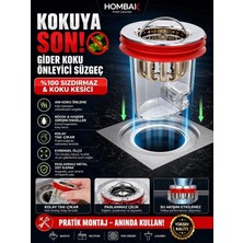 Gees Global Kırmızı Valfli Gider Koku Önleyici Süzgeç Silikon Contalı Sızdırmaz Gider Kapağı