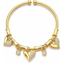 Ysx Jewelry Kadın Sallantılı Charmlı Altın Renk Çelik Bileklik