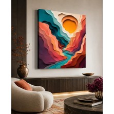 Premium Bordo Altın Renk Blokları Geometrik Kanvas Tablo