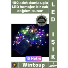 Wintoup #led Dekoratif Yılbaşı Animasyonlu Çok Renkli 10 Metre Damla Uçlu Şık Rgb Işık Siyah Kablo 100 LED
