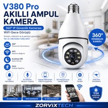 Zorvix Tech V380 Pro Akıllı Ampul Kamera 360° Ip Güvenlik Kamerası Wifi Gece Görüşlü