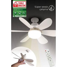 Abnturk Işıklı ve Uzaktan Kumandalı Tavan Vantilatörü Süper Sessiz Çalışan 6 Pervaneli Tavan Fanı Çok Fonksiyonlu LED Işıklı Uzaktan Kumanda ile Hız ve Işık Ayarlı Salon Yatak Odası Ofis Tavan Tipi Vantilatör
