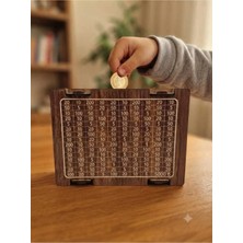 Mu Art Ahşap 10 Adetparabox Ahşap Kumbara 5000TL Hedefli Lazer Kesim Ceviz Mdf Demonte Tasarruf Kumbarası