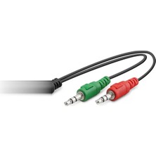 Uravas Store 2 x 3.5 mm To 3.5 mm F Kablo 2lıne Mikrofon + Kulaklık 20CM Siyah HDX1053
