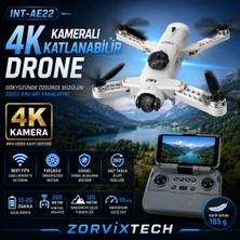 Zorvix Tech INT-AE22 4K Kameralı Katlanabilir Drone Wifi Fpv 360° Takla Işık Sensörlü Uzaktan Kumandalı