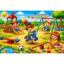 S-Online Ahşap+Eva Puzzle Yapboz 12 Parça Park