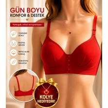 Liora De Mar Önden Düğmeli Kırmızı Sütyen – Ayarlanabilir Askılı ve Rahat Kullanım