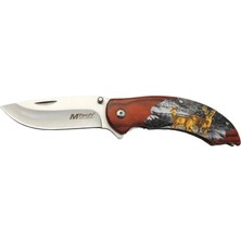 Uravas Store Y13 G Kahverengi Kamp Çakı 20CM- Yarı Otomatik, Kemerlkli, Ahşap Geyik Işlemeli Sap