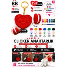 BB Craft Kalpli Clicker Anahtarlık 5,5 cm - Stres Oyuncağı  - 4’lü Alımda 6’lı Akrilik Boya ve Fırça Hediye