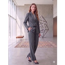 Prenses Blazer Ceket Geniş Paça Pantolon Takım Elbise