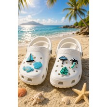 Cinderella 6'lı Plaj Serisi Yelken Ağaç Deniz Kabuğu Crocs Uyumlu Terlik Süsü Jibbitz - Cross Süsleri Tokası Crocks Charm