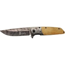 Uravas Store A2150C Kahve Kamp Çakısı 21CM- Manuel, Ahşap Işlemeli Sap,kemerlikli