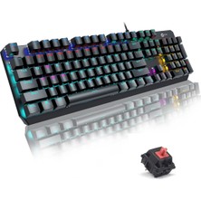 Lecoo USB Kablolu Red Switch Makro Tuş Atamalı Rgb Gaming Mekanik Türkçe Q Klavye Metalik Gri